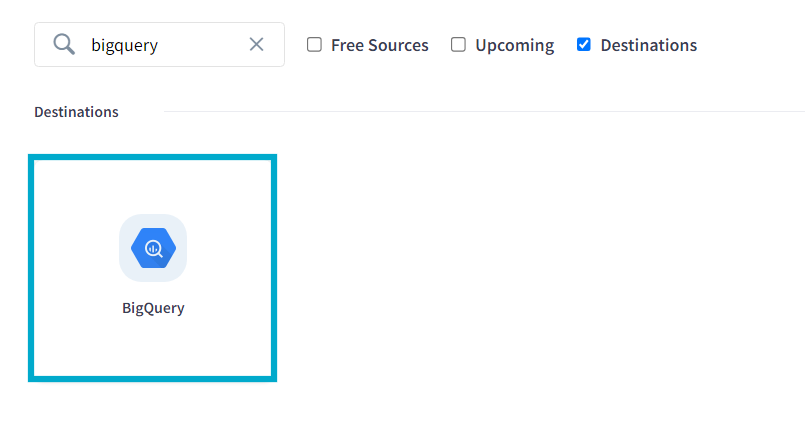 Select BigQuery Destination